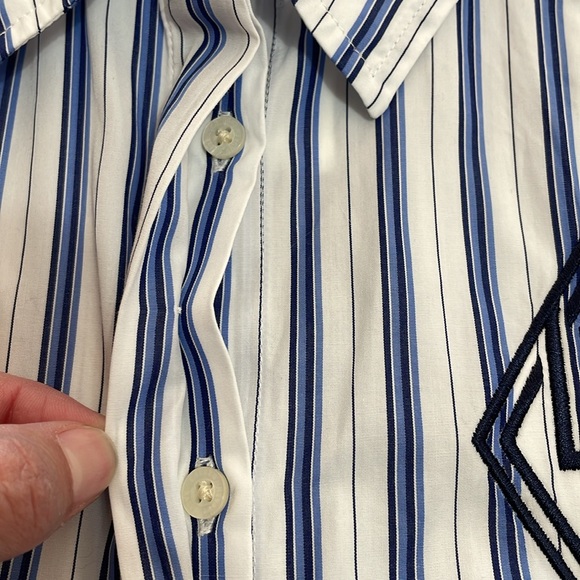 NWT! Lauren Ralph Lauren Monogram Blue White Stripe Long Sleeve Tie Dress Size 2 - Picture 13 of 16